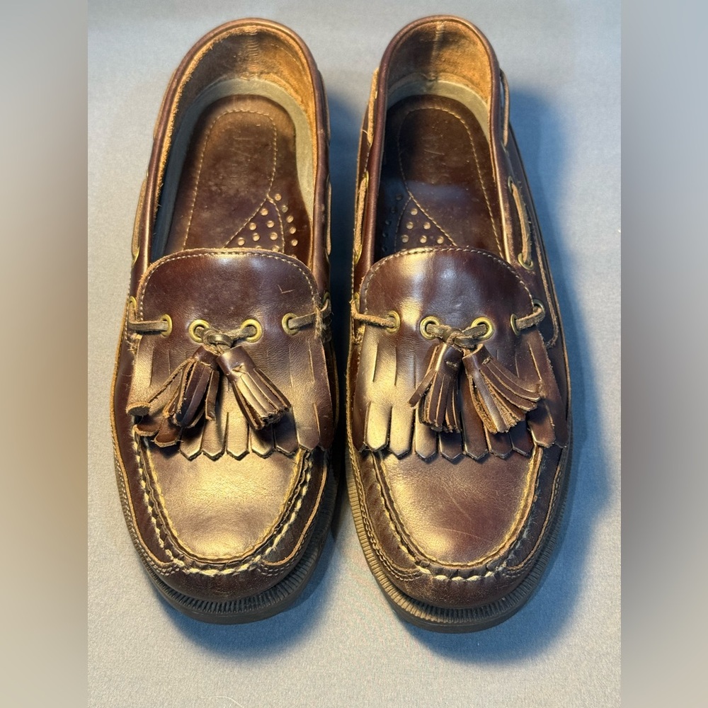 Vintage Bass Mens Brown Leather HENRY Tassel Loafers sz 10M
